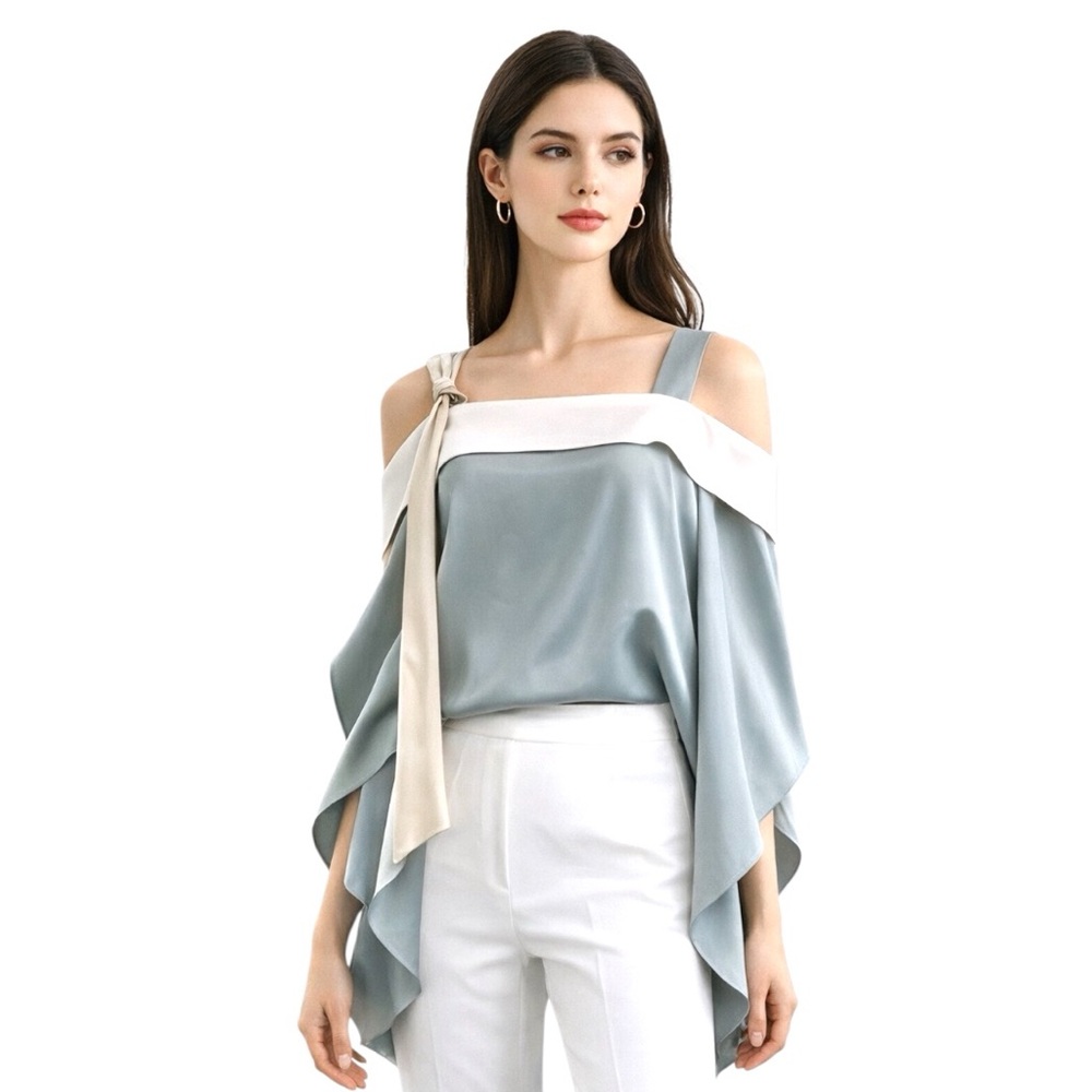 Silky Multi Color Asymmetrical Strappy Top